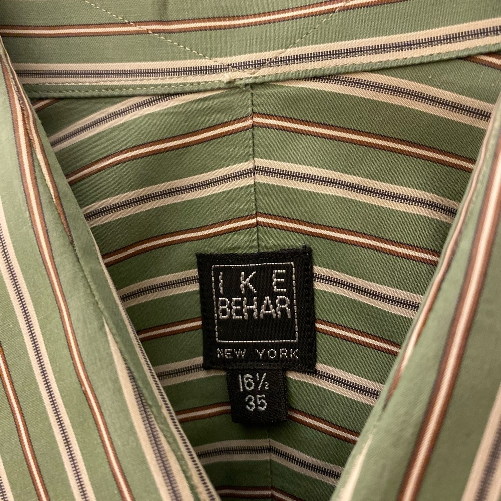 Ike Behar NY long sleeve striped spread collar shirt